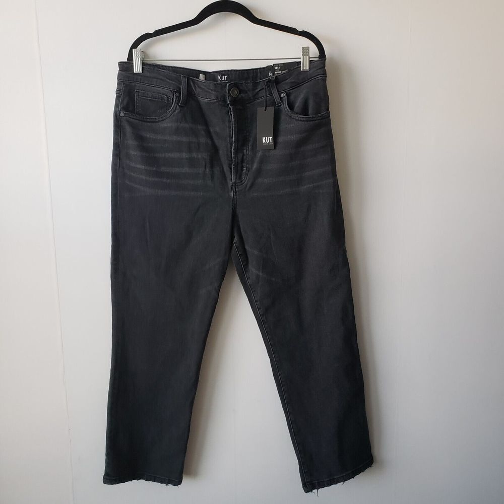 kut from the kloth high rise rosa crop vintage straight leg jeans size 14